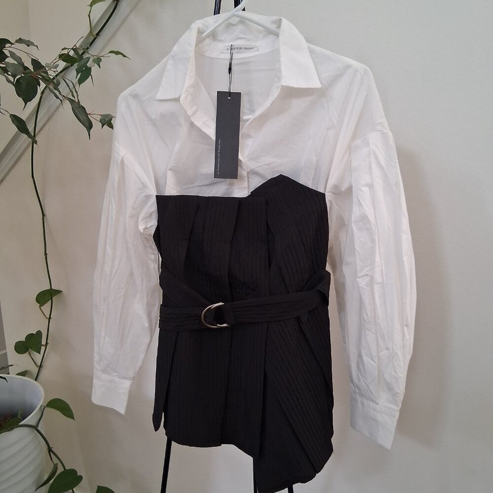 New S.deer / Concept Pleated Textured Blouse Shirt  - Picture 2 of 5